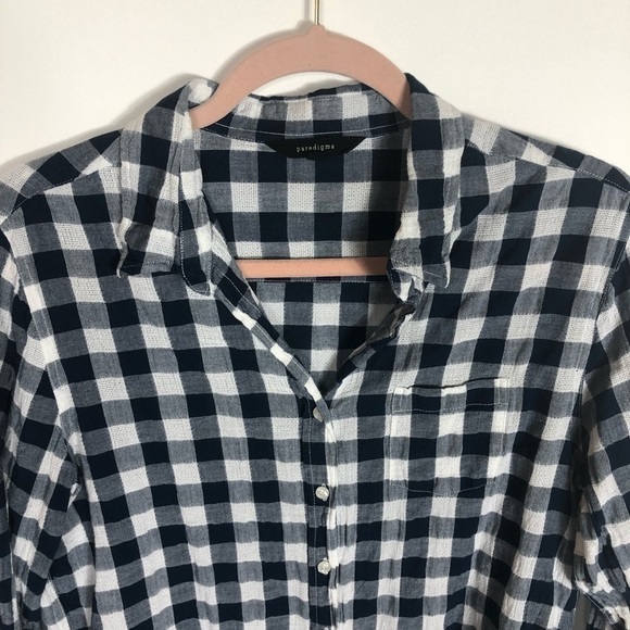 Stitch fix Paradigma checkered button up top Womens size medium - Picture 2 of 9